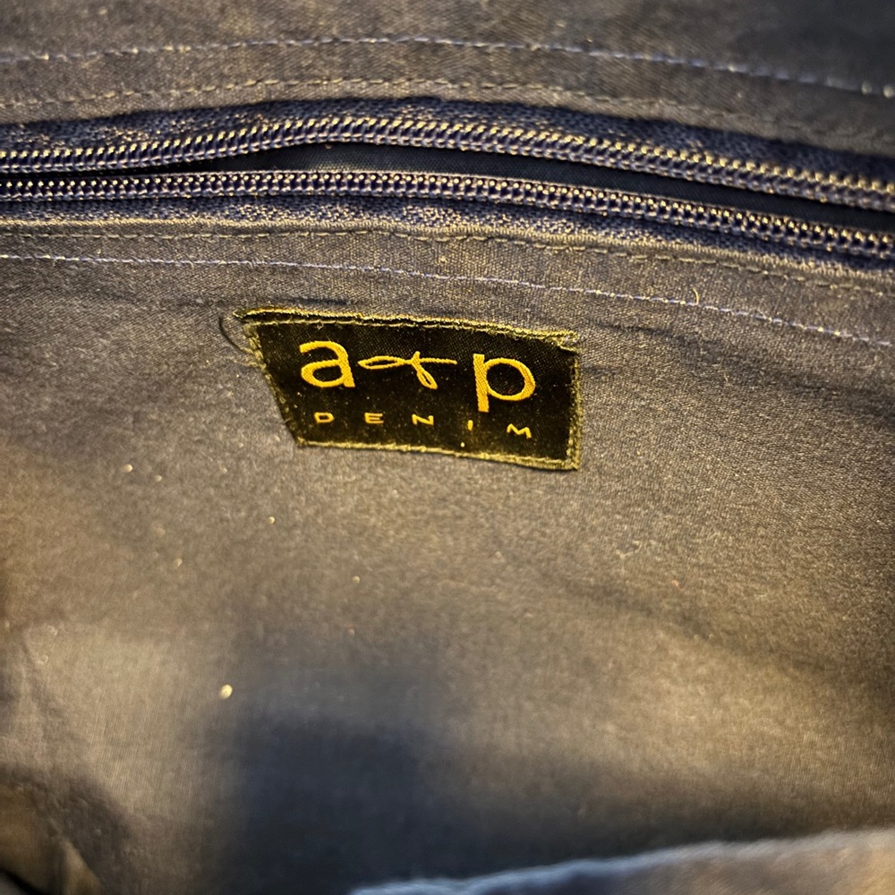 A & P DENIM MULTICOLORED BOHEMIAN TOTE ONE ZIP POCKET INSIDE CLEAN INTERIOR - Picture 11 of 15